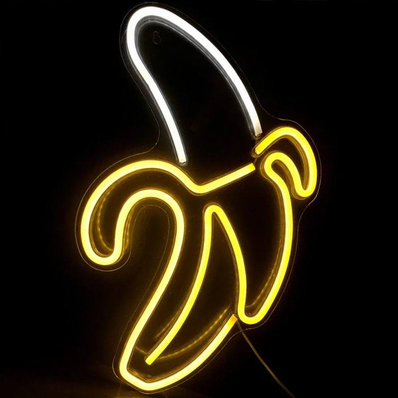 Неоновая настенная лампа Banana Neon Wall Lamp Прозрачный Белый Желтый в Воронеже | Loft Concept 