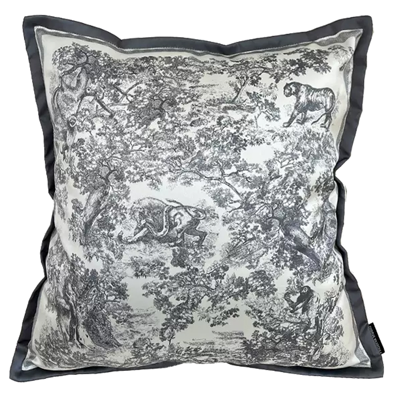 Декоративная подушка стиль Dior Toile de Jouy Fauna Pillow Серый Черный Декоративная подушка стиль Dior Toile de Jouy Fauna Pillow Серый Черный в Воронеже | Loft Concept