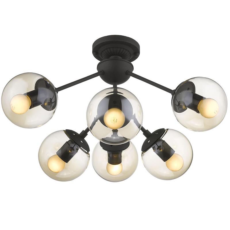 Потолочный светильник Ceiling Lamp Modo 6 black Черный Янтарный в Воронеже | Loft Concept 