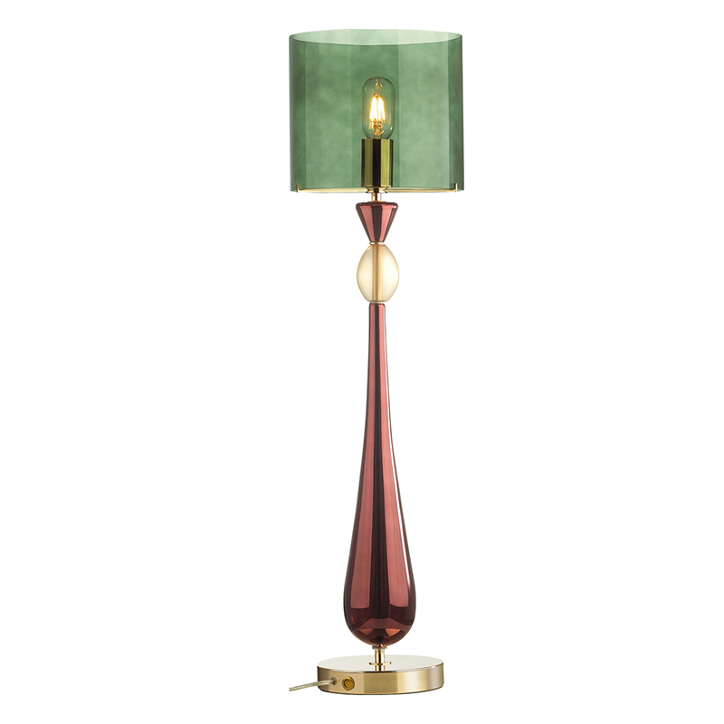 Настольная лампа Roser Green Burgundy Table Lamp Бургундский красный Золотой Зеленый в Воронеже | Loft Concept 