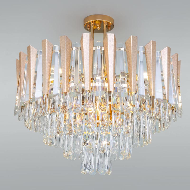 Потолочная люстра Crystal Edge Chandelier Прозрачный (Transparent) Золотой в Воронеже | Loft Concept 