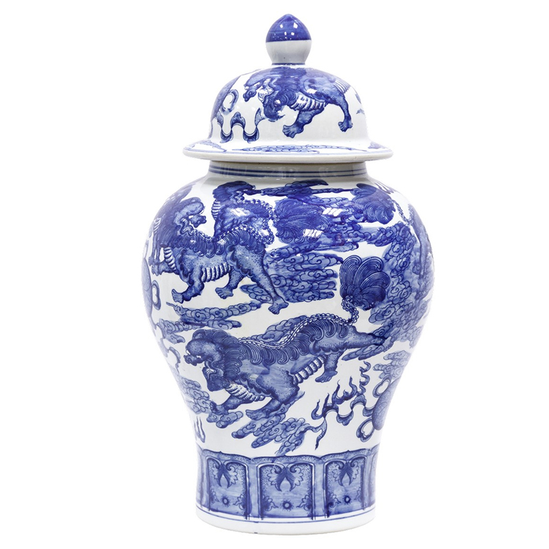 Ваза Blue White Chinese Dragon Vase Синий Белый в Воронеже | Loft Concept 