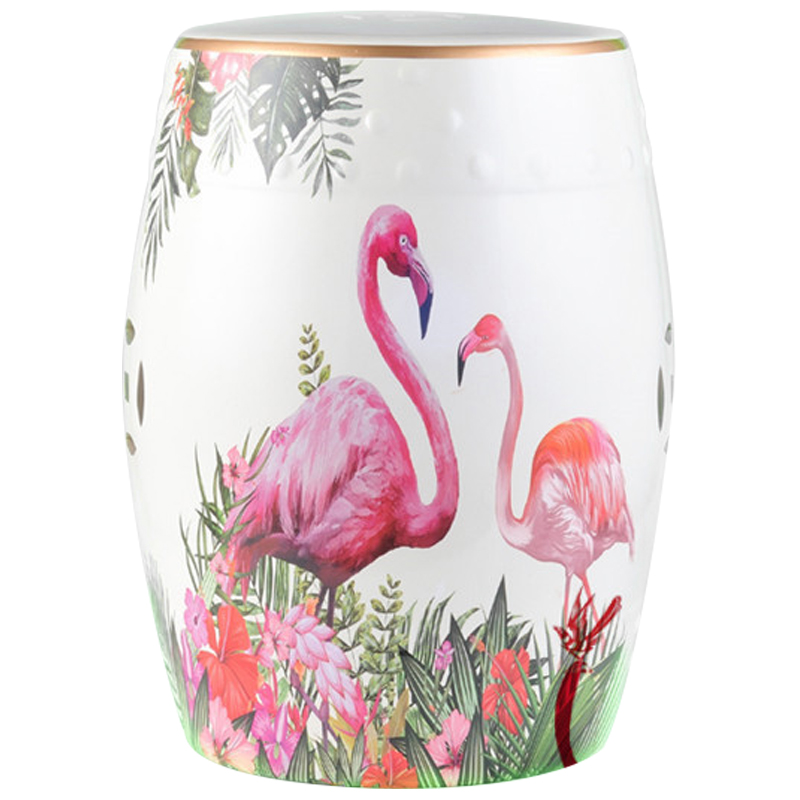 Керамический табурет Flamingo Tropical Animal Ceramic Stool White Белый Розовый Зеленый в Воронеже | Loft Concept 