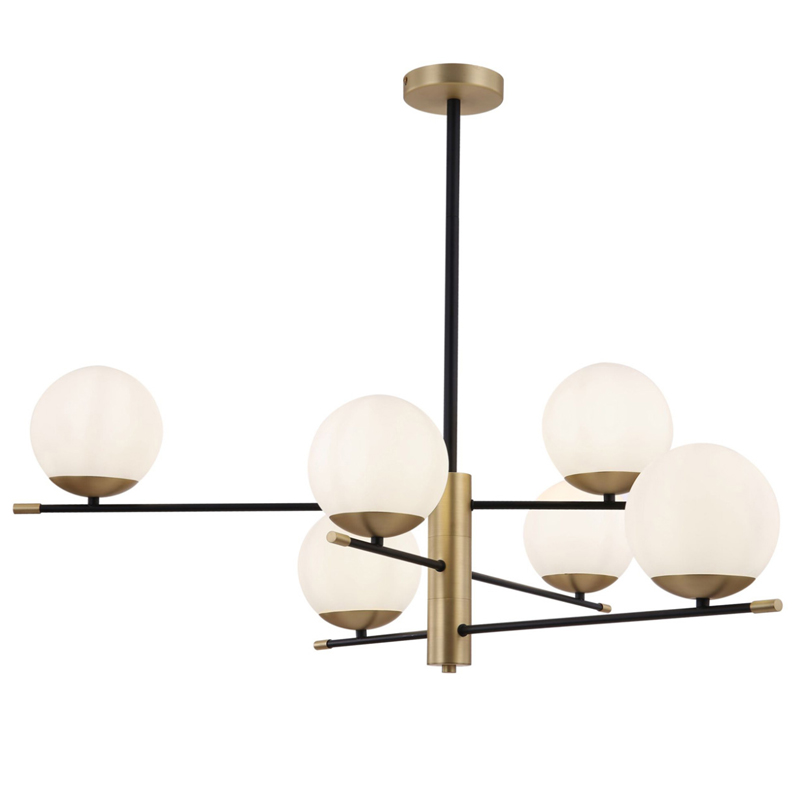 Светильник Spike Six Balls Hanging Lamp матовое золото Прозрачный белый в Воронеже | Loft Concept 