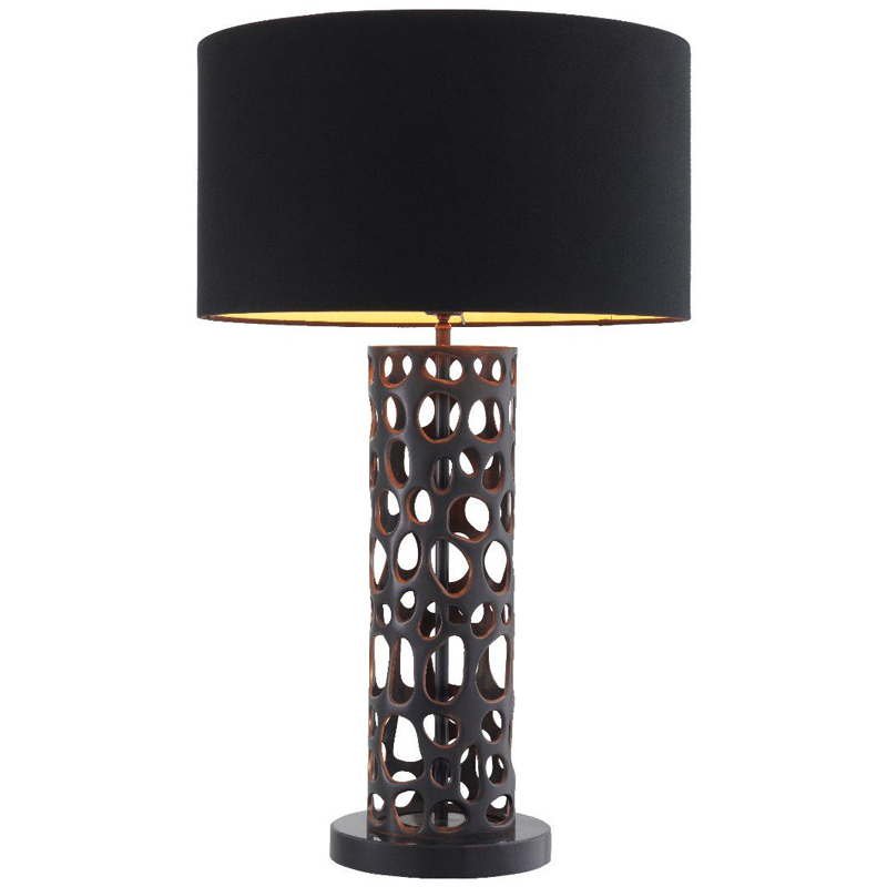 Настольная лампа Eichholtz Table Lamp Dix Bronze Черный Темная бронза Черный Мрамор Nero Золотой в Воронеже | Loft Concept 