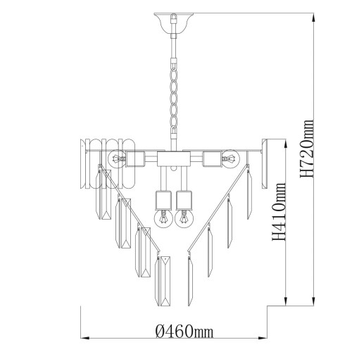 Люстра из черного металла с многоярусными подвесками из прозрачного хрусталя на золотой цепи Empire Black Chandelier Crystal в Воронеже