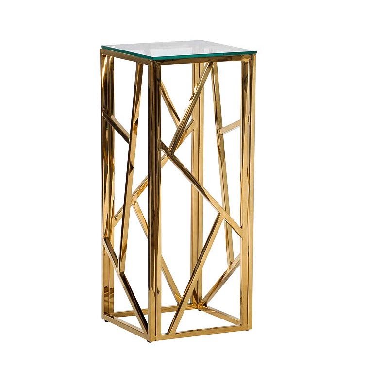 Подставка Serene Furnishing Gold Clear Glass Top stand Прозрачное Стекло Золотой в Воронеже | Loft Concept 