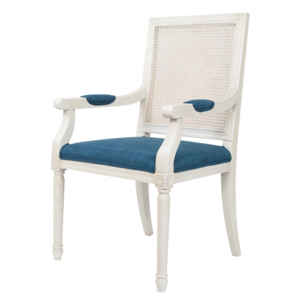 Стул French chairs Provence Garden White ArmChair Белый Темно-синий в Воронеже | Loft Concept 