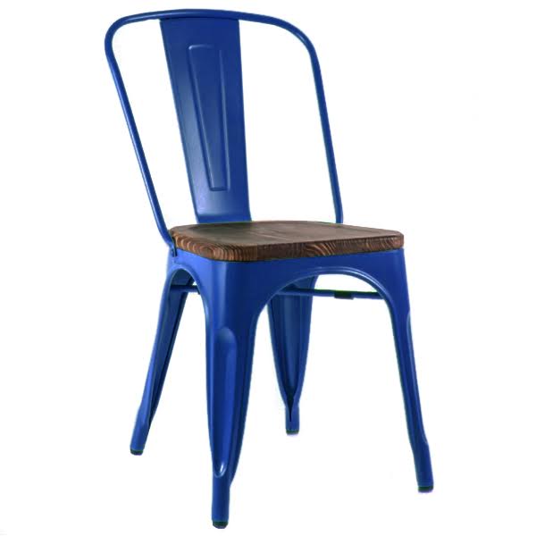 Кухонный стул Tolix Chair Wood Blue Синий Синий Коричневый в Воронеже | Loft Concept 