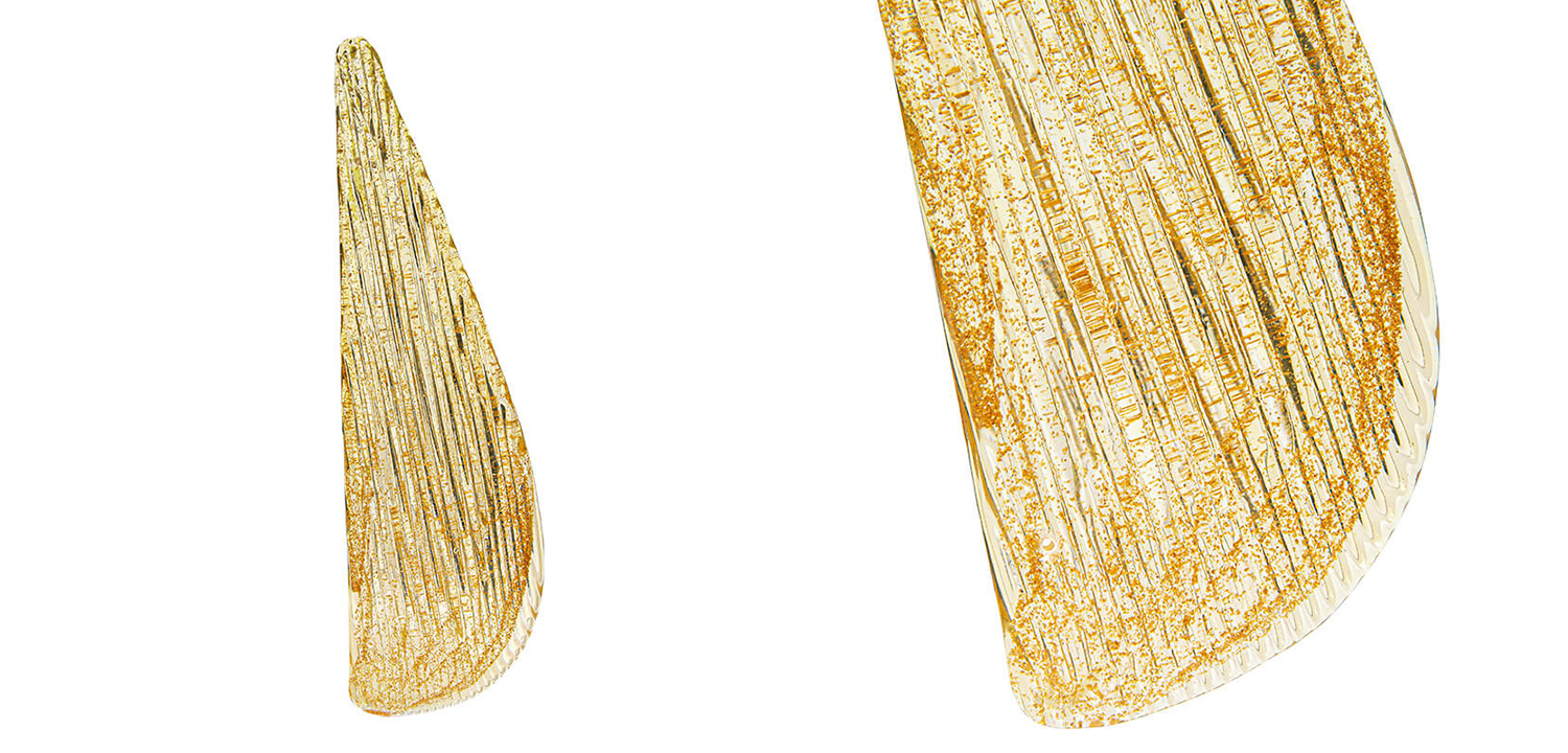 Большая круглая люстра с подвесками лепестки Gold Leaf Fall Light Chandelier - фото