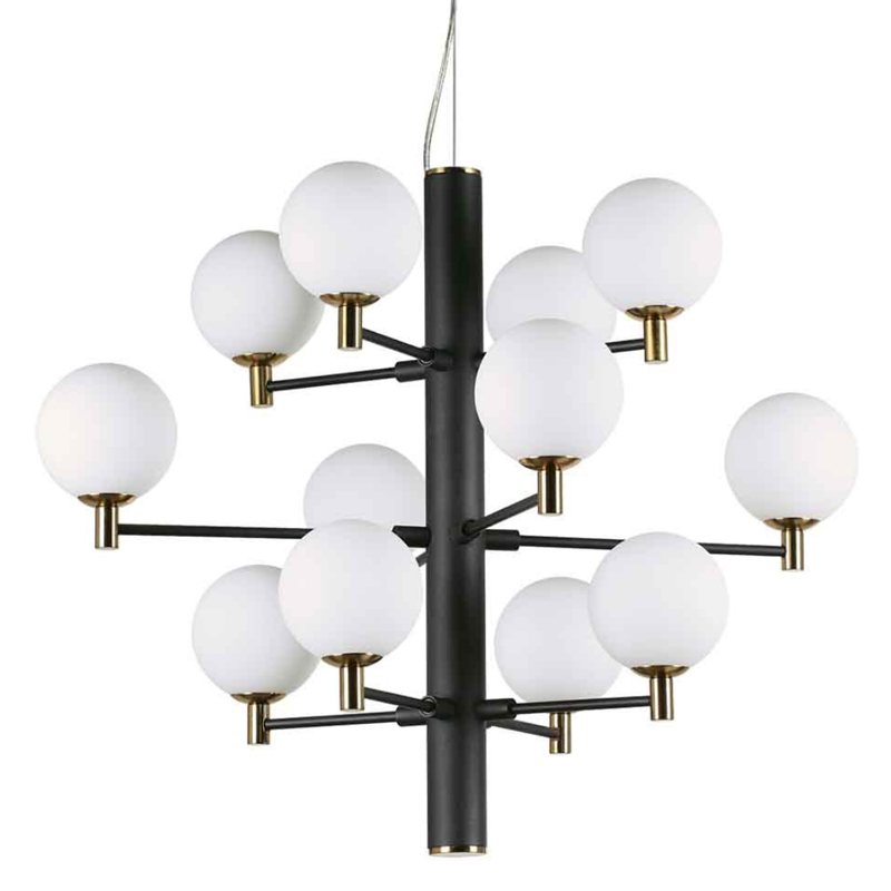 Люстра Italian Globe Abstraction Light  White and Black 12 Белый Золотой Черный в Воронеже | Loft Concept 