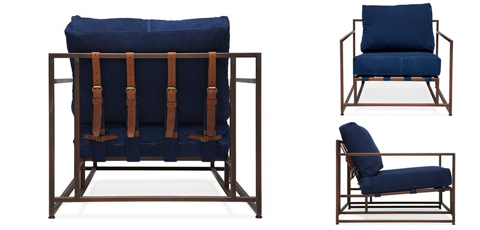 Кресло Kenn X Miller armchair Indigo and copper denim - Loft-Concept в Воронеже