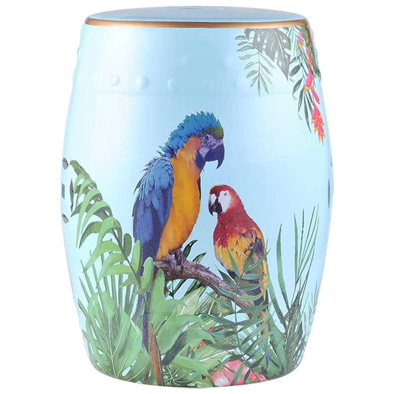 Керамический табурет Parrots Tropical Animal Ceramic Stool Blue Голубой Мульти в Воронеже | Loft Concept 