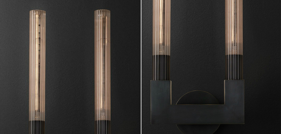 Бра RH CANNELLE wall lamp DOUBLE Sconces Black Бра RH CANNELLE wall lamp DOUBLE Sconces Black - Loft-Concept в Воронеже