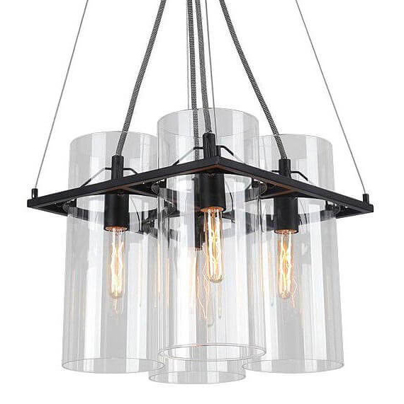 Люстра Glass Cylinder Chandelier Прозрачный Черный в Воронеже | Loft Concept 