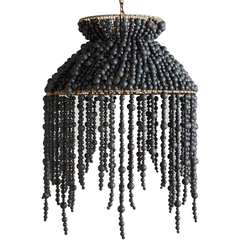 Подвесной светильник с абажуром украшенным черными бусинами Wooden Beads Chandelier Black Черный Коричневый Подвесной светильник с абажуром украшенным черными бусинами Wooden Beads Chandelier Black Черный Коричневый в Воронеже | Loft Concept