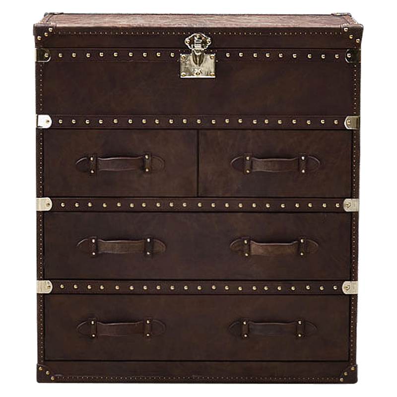 Комод Vintage Leather Chest of Draver Коричневый Глянцевое золото в Воронеже | Loft Concept 