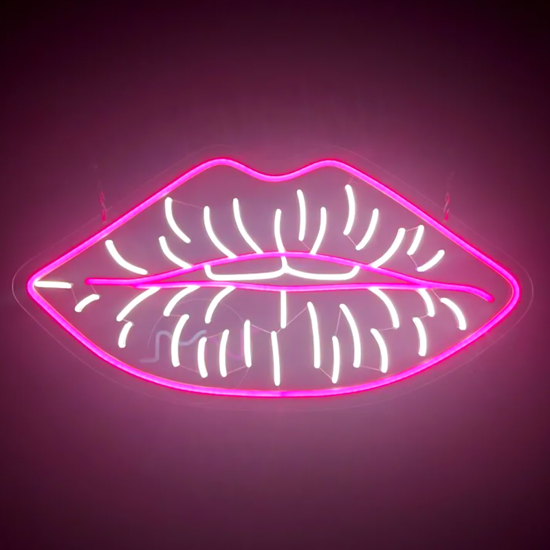 Неоновая настенная лампа Lips Neon Wall Lamp Розовый Белый в Воронеже | Loft Concept 