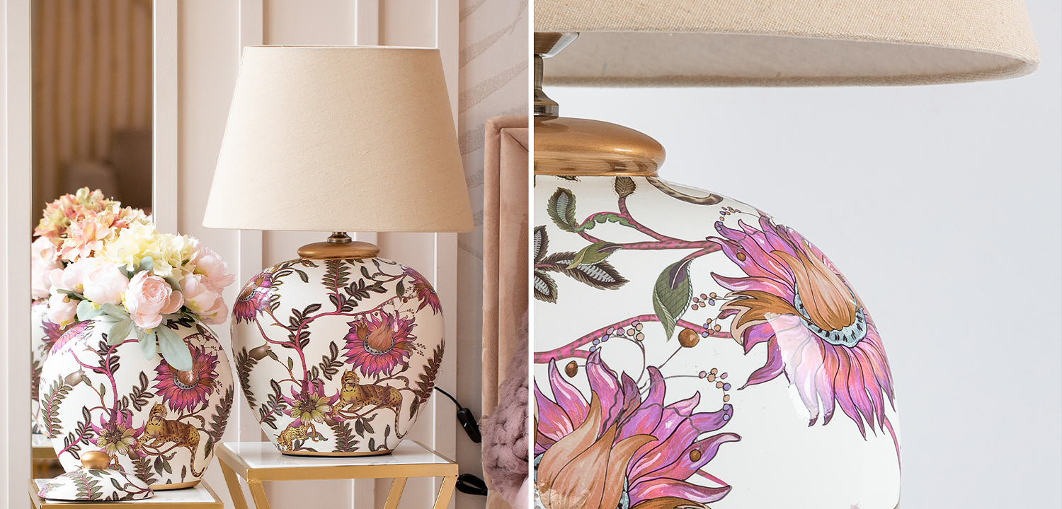 Настольная лампа с абажуром Leopard Flowers Lampshade - фото