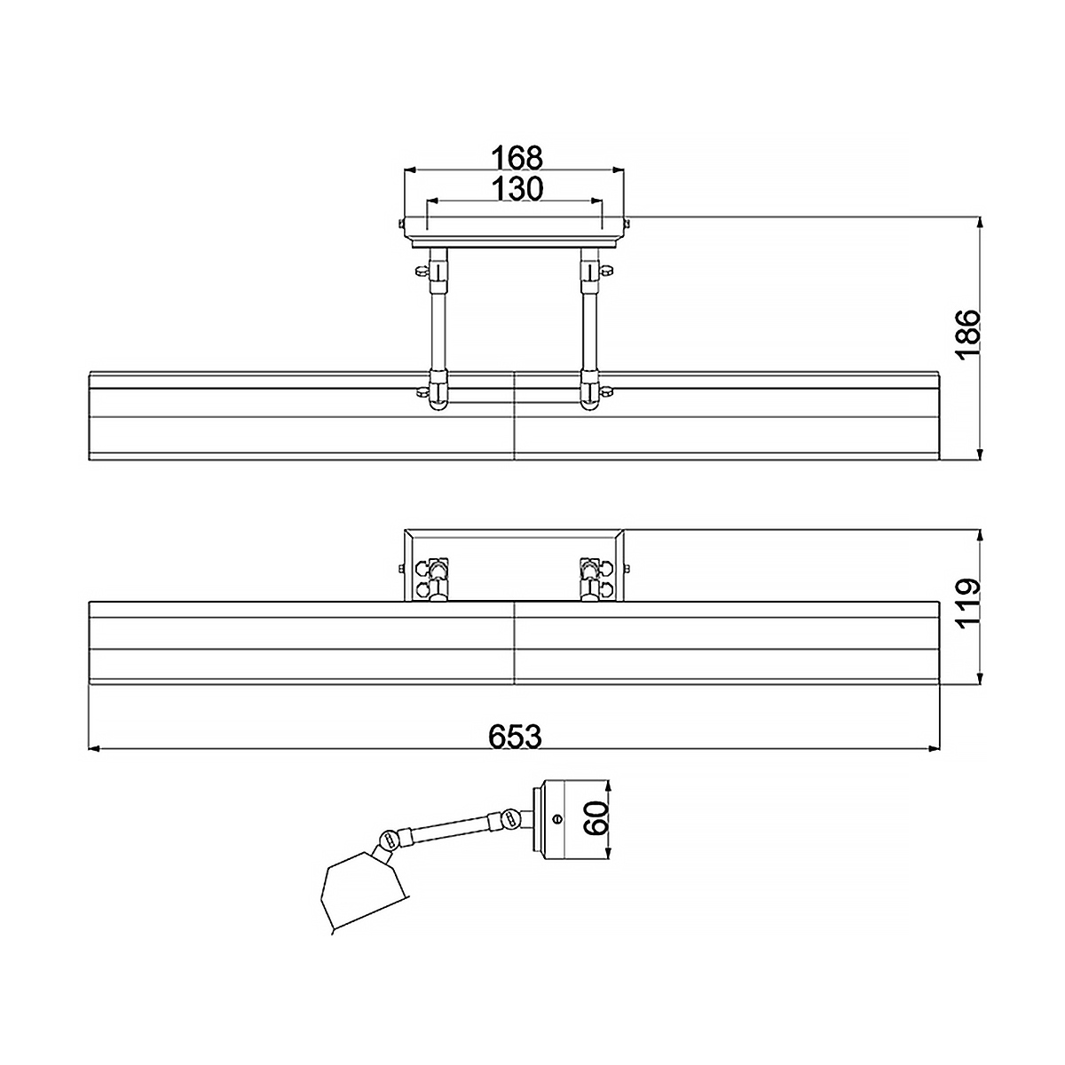 Светильник для картин с призматическим плафоном и двойными регулируемыми шарнирами Elstead Lighting в Воронеже
