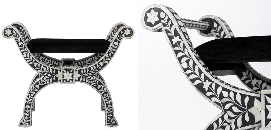 Табурет отделка кость черный BONE INLAY Jenny Stool Табурет отделка кость черный BONE INLAY Jenny Stool - Loft-Concept в Воронеже