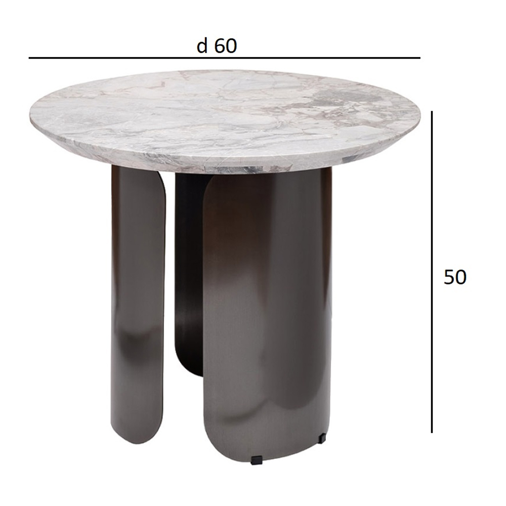 Столик журнальный круглый с мраморной столешницей Gray Marble Table в Воронеже