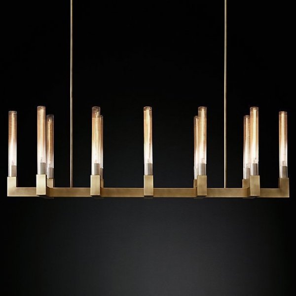 Люстра RH CANELLE Linear Chandelier 12 Modern Brass Латунь в Воронеже | Loft Concept 