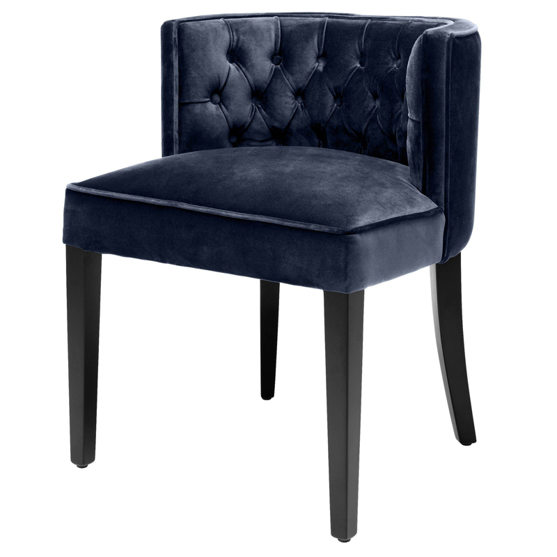 Стул Eichholtz Dining Chair Dearborn blue Темно-синий Черный в Воронеже | Loft Concept 