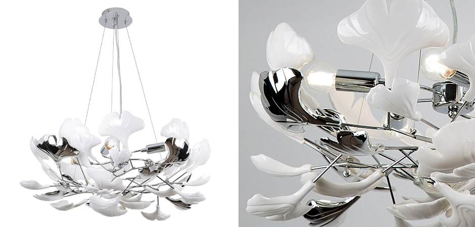 Люстра Wintery flover Chrome с Белыми декоративными плафонами Люстра Wintery flover Chrome с Белыми декоративными плафонами - Loft-Concept в Воронеже