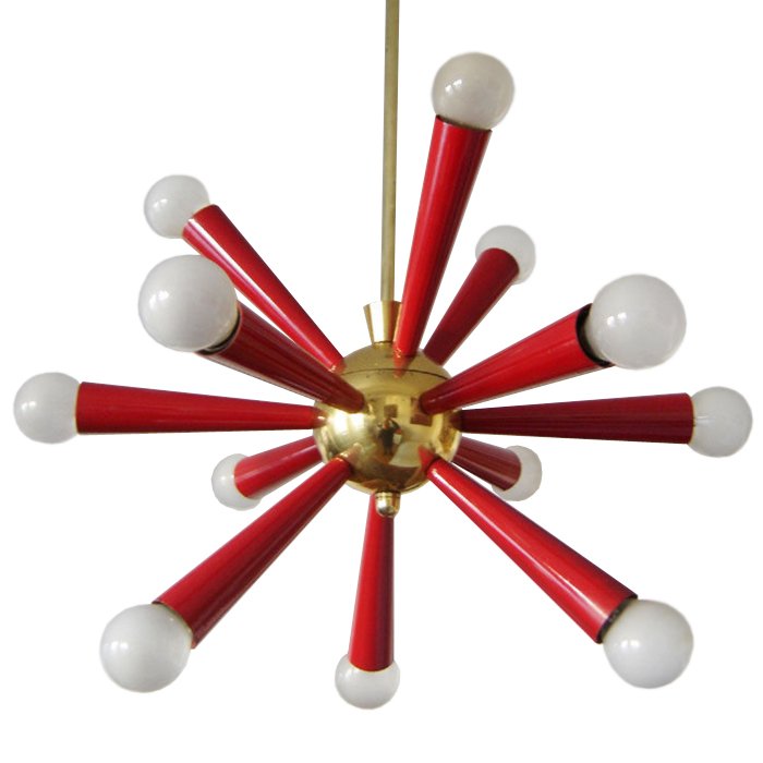 Люстра Mid Century Modern ATOMIC Sputnik Red Красный (Red) Золотой в Воронеже | Loft Concept 