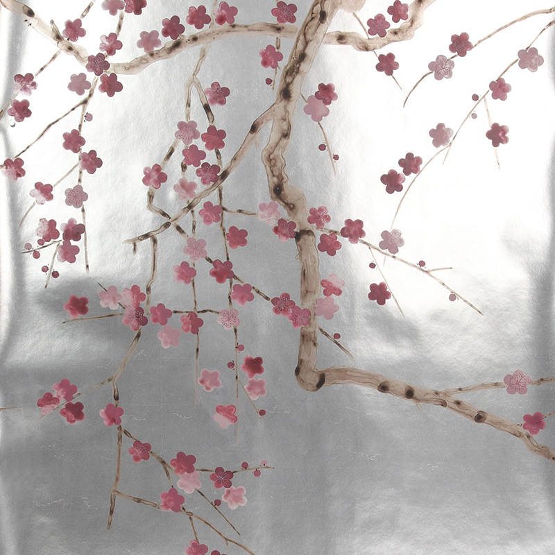 Обои ручная роспись Plum Blossom Blossom on Tarnished Silver gilded paper  в Воронеже | Loft Concept 