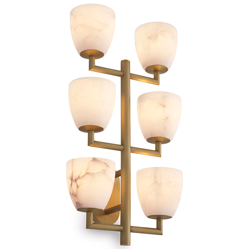 Настенный светильник Eichholtz Wall Lamp Valerius Латунь Белый Мрамор Bianco ivory ( слоновая кость ) в Воронеже | Loft Concept 