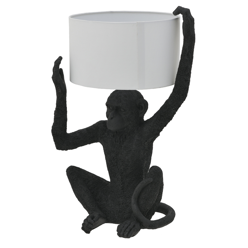 Настольная лампа Black Monkey Holding Lampshade Черный Белый в Воронеже | Loft Concept 