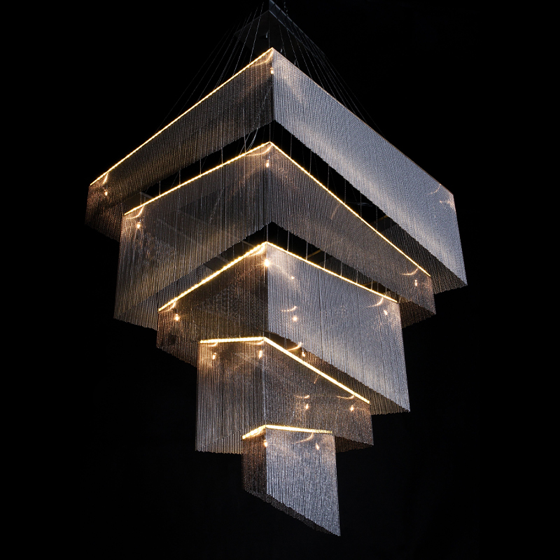 Люстра Серебряные цепочки Willowlamp Geometric Storm Silver Серебряный в Воронеже | Loft Concept 