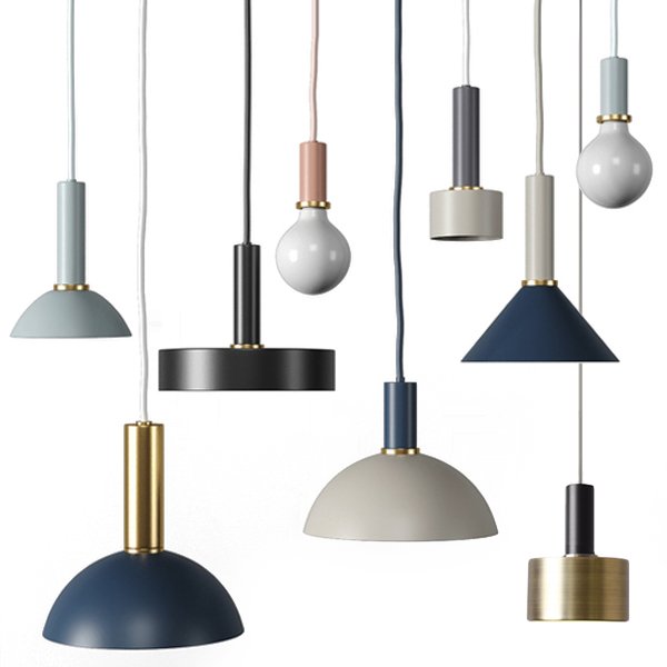 Подвесной светильник Ferm Living Socket Pendant High  Черный Латунь Голубой пастельный Темно-синий Белый Дымчатая Роза в Воронеже | Loft Concept 