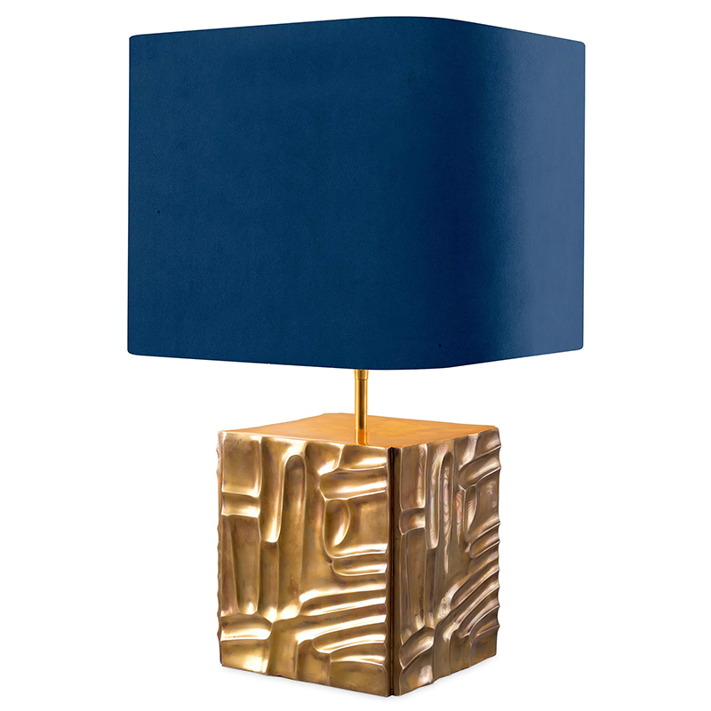 Настольная лампа Eichholtz Table Lamp Oregon Blue Velvet Синий Латунь в Воронеже | Loft Concept 