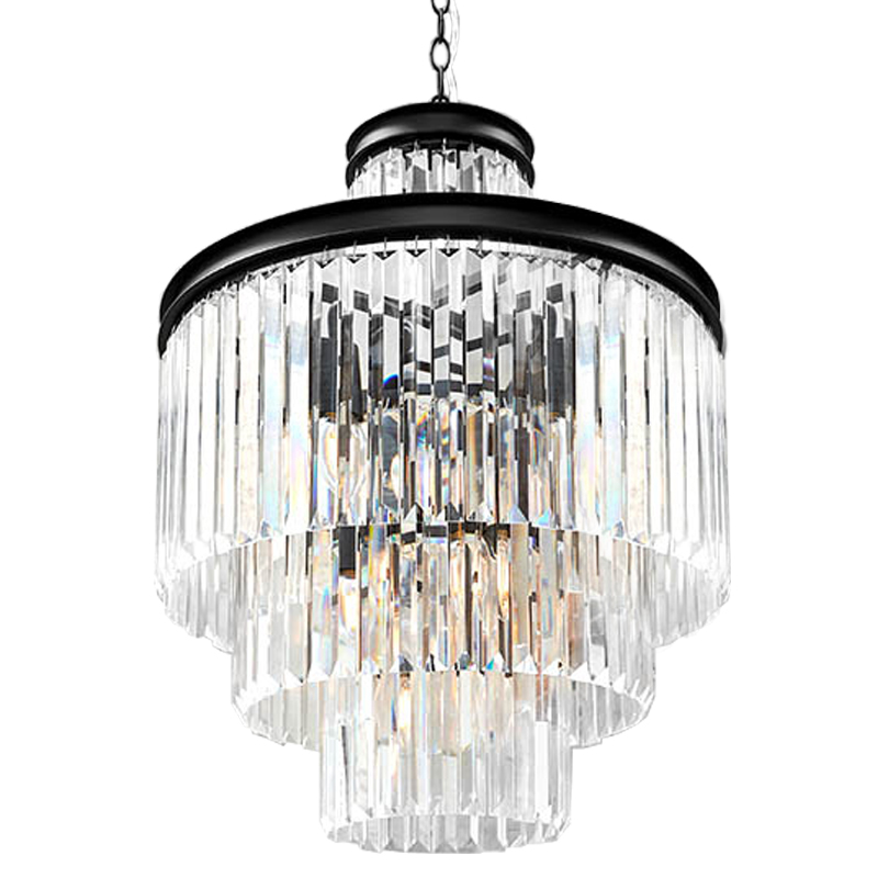 Люстра RH Odeon Chandelier Four Black 50 Прозрачное Стекло Черный в Воронеже | Loft Concept 