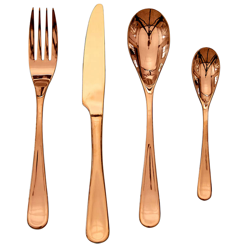 Столовые приборы на 1 персону цвет медь Contemporary Cutlery Set Copper Медь в Воронеже | Loft Concept 