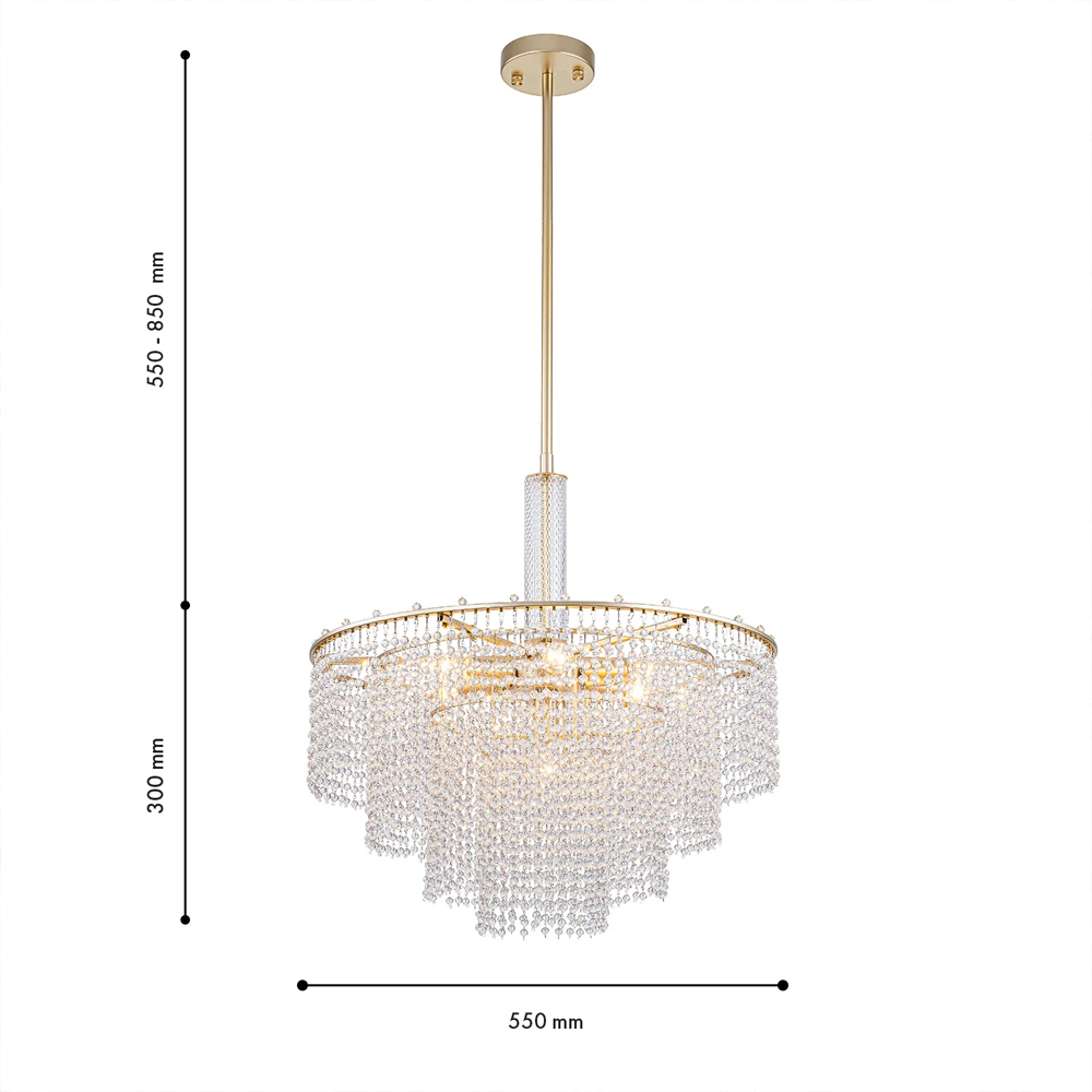 Люстра многоярусная с каскадами кристаллов Crystal Rains в Воронеже