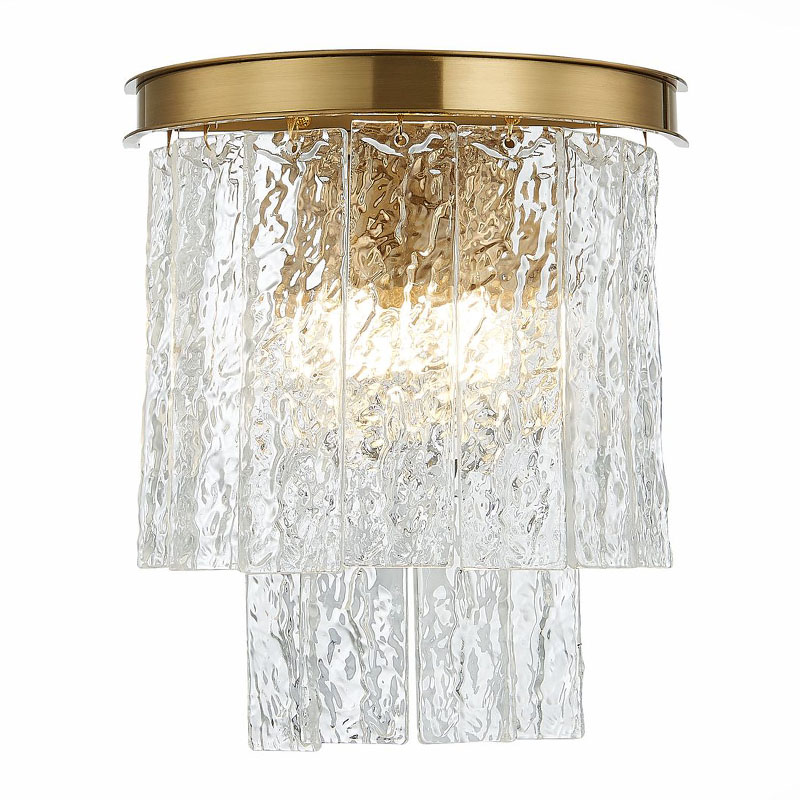 Бра Renea Textured Glass Wall Lamp Brass Латунь Прозрачное Стекло в Воронеже | Loft Concept 