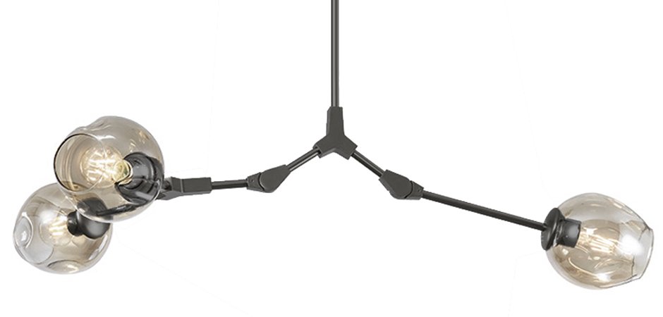 Люстра Сrumpled Glass Bubble Chandelier Gray 3 плафона Люстра Сrumpled Glass Bubble Chandelier Gray 3 плафона - Loft-Concept в Воронеже