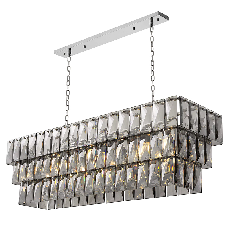 Люстра Eichholtz Chandelier Amazone Rectangular Nickel Никель Стекло Смок в Воронеже | Loft Concept 