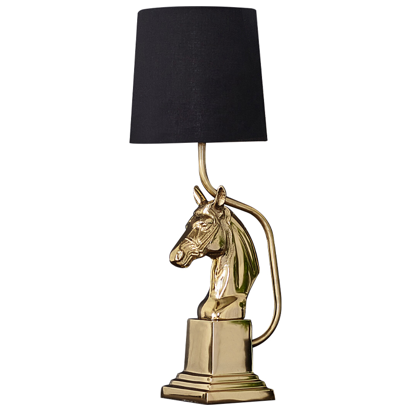 Настольная лампа с абажуром Lampshade Horse Sculpture Gold Черный Глянцевое золото Настольная лампа с абажуром Lampshade Horse Sculpture Gold Черный Глянцевое золото в Воронеже | Loft Concept