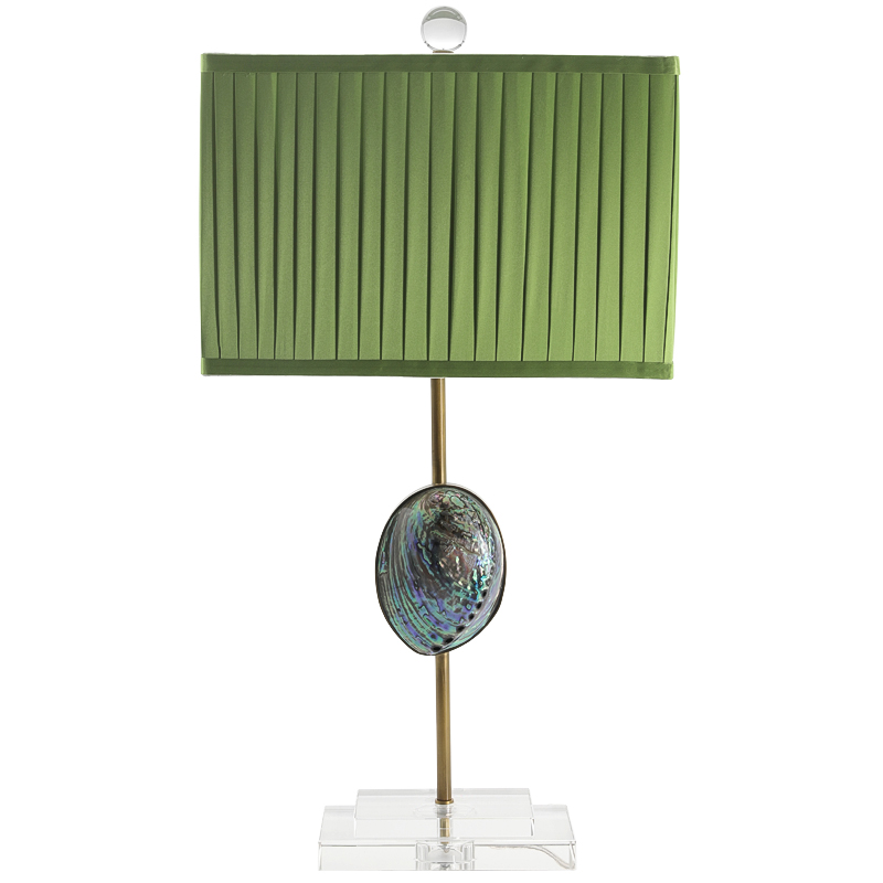 Настольная лампа с абажуром Green Semiprecious Stone Table Lamp Зеленый Прозрачное Стекло Латунь Перламутровый в Воронеже | Loft Concept 