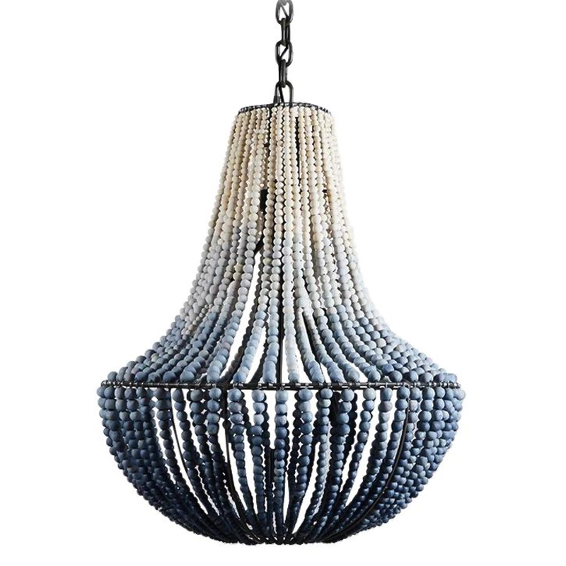 Люстра каплевидной формы украшенная круглыми бусинами Gradient Chandelier Blue White Белый Серо-голубой Синий Люстра каплевидной формы украшенная круглыми бусинами Gradient Chandelier Blue White Белый Серо-голубой Синий в Воронеже | Loft Concept