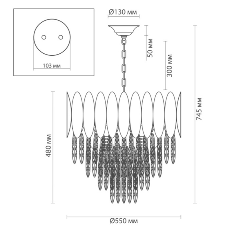 Люстра KEBO KING CHANDELIER four cascades D 55 в Воронеже