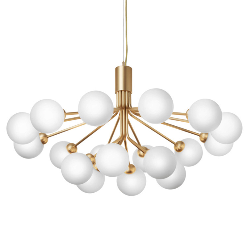 Люстра Berries Chandelier White Balloons Gold 18 Золотой Белое матовое стекло в Воронеже | Loft Concept 