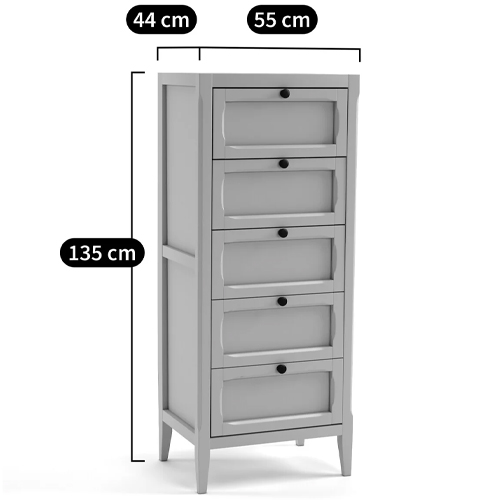 Комод узкий с 5-ю ящиками черный Silva Black Chest of Drawers в Воронеже