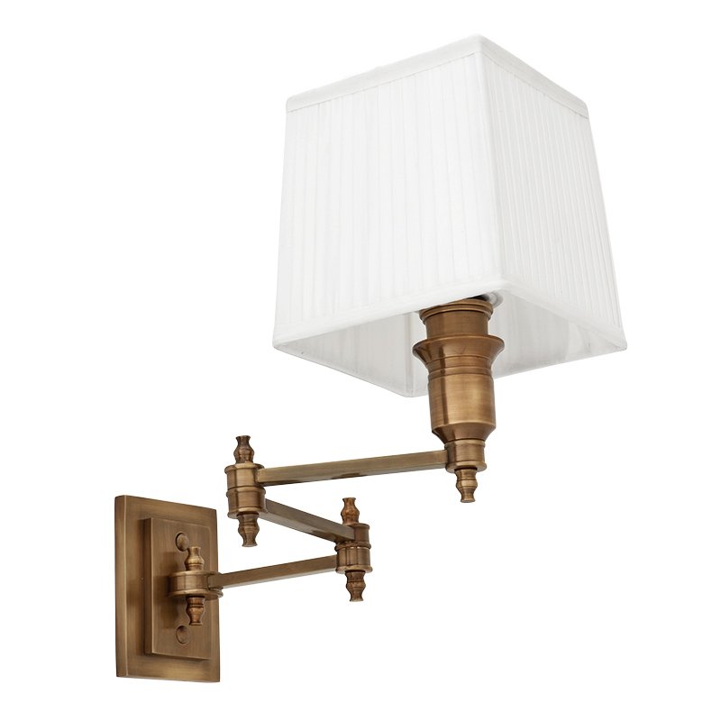 Бра Wall Lamp Lexington Swing Brass+White Латунь Античная полированная Белый в Воронеже | Loft Concept 