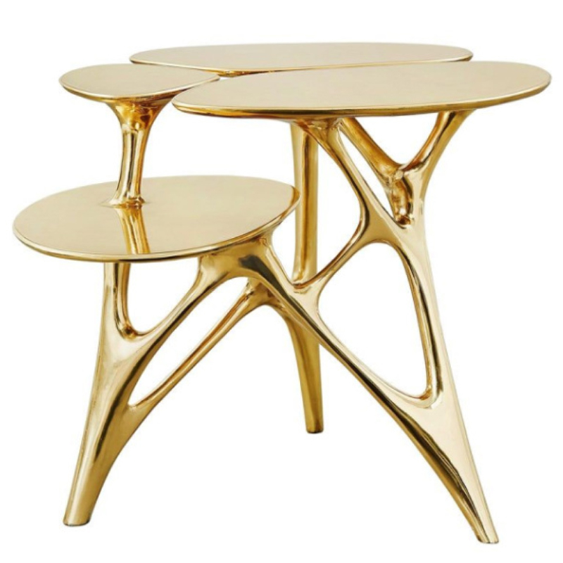 Дизайнерский приставной столик Lotus Small Side Table or End Table Brass by Zhipeng Tan Золотой в Воронеже | Loft Concept 